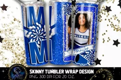 Add Photo Cheer Mom Tumbler Sublimation, Blue White Cheer Product Image 2
