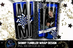 Add Photo Cheer Mom Tumbler Sublimation, Black Blue Cheer Product Image 2