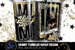 Add Photo Cheer Mom Tumbler Sublimation, Black Gold Cheer Product Image 2