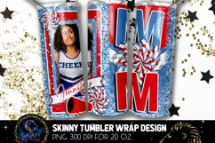 Add Photo Cheer Mom Tumbler Sublimation, Blue Red Cheer Mom Product Image 1