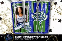 Add Photo Cheer Mom Tumbler Sublimation, Blue Green Cheer Product Image 1