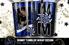 Add Photo Cheer Mom Tumbler Sublimation, Black Blue Cheer Product Image 1
