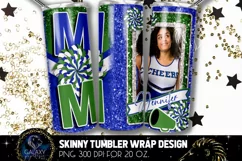 Add Photo Cheer Mom Tumbler Sublimation, Blue Green Cheer Product Image 2