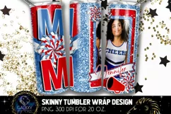 Add Photo Cheer Mom Tumbler Sublimation, Blue Red Cheer Mom Product Image 2