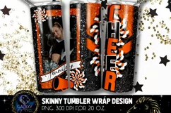 Add Photo Cheer Tumbler Sublimation, Black Orange Cheer Product Image 1
