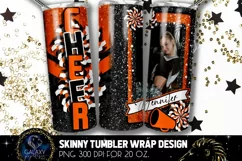 Add Photo Cheer Tumbler Sublimation, Black Orange Cheer Product Image 2
