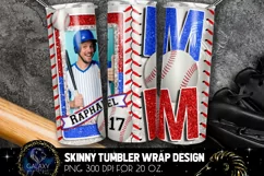 Add Photo Blue Red Baseball Mom Tumbler Design Product Image 1