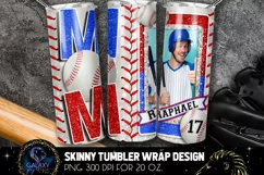 Add Photo Blue Red Baseball Mom Tumbler Design Product Image 2