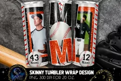 Add Photo Black Orange Baseball Mom Tumbler Design, Brothers Product Image 1