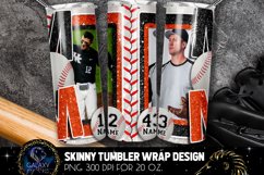 Add Photo Black Orange Baseball Mom Tumbler Design, Brothers Product Image 2