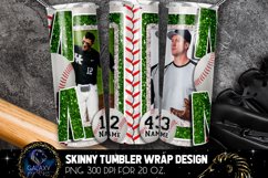 Add Photo Green Baseball Mom Tumbler Design, Brothers Product Image 2
