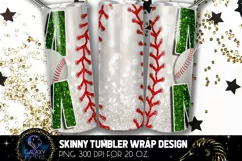 Green Baseball Mom Tumbler Design, Baseball Mom Sublimation Product Image 2