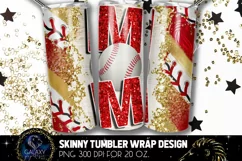Red Baseball Mom Tumbler Design, Baseball Mom Sublimation Product Image 1