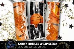 Basketball Mom Tumbler Sublimation, Black Orange Glitter Product Image 1