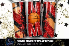 Basketball Mom Tumbler Sublimation, Glitter Black Red Product Image 1