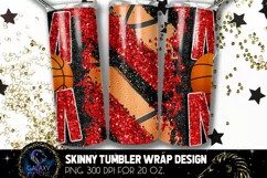Basketball Mom Tumbler Sublimation, Glitter Black Red Product Image 2