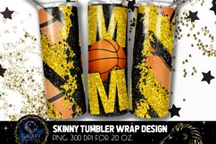 Basketball Mom Tumbler Sublimation, Glitter Black Yellow Product Image 1