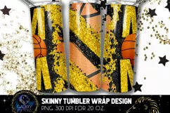 Basketball Mom Tumbler Sublimation, Glitter Black Yellow Product Image 2