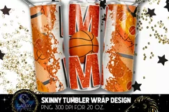 Basketball Mom Tumbler Sublimation, Orange Glitter Product Image 1