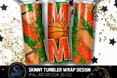 Basketball Mom Tumbler Sublimation, Glitter Orange Green Product Image 1