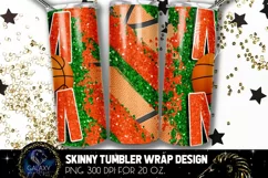 Basketball Mom Tumbler Sublimation, Glitter Orange Green Product Image 2