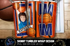 Add Photo Basketball Mom Tumbler Design, Blue Basketball Product Image 1