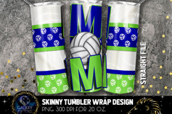 Volleyball Mom Tumbler Sublimation PNG - Blue Green Product Image 1