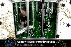 Add Photo Cheer Tumbler Sublimation, Black Green Cheer Product Image 1