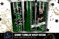 Add Photo Cheer Tumbler Sublimation, Black Green Cheer Product Image 2