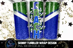 Cheer Coach Tumbler Sublimation, Green Blue Cheer Coach Product Image 1