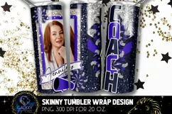 Add Photo Cheer Coach Tumbler Sublimation, Blue Purple Product Image 1