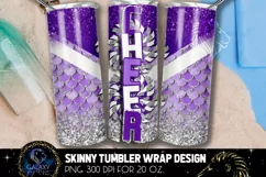 Purple Mermaid Cheer Tumbler Sublimation Design, Summer Product Image 2