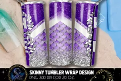 Purple Mermaid Cheer Tumbler Sublimation Design, Summer Product Image 3