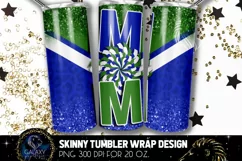 Cheer Mom Tumbler Sublimation, Blue Green White Cheer Mom Product Image 1
