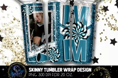 Add Photo Cheer Mom Tumbler Sublimation, Teal White Cheer Product Image 1