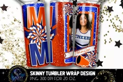 Add Photo Cheer Mom Tumbler Sublimation, Orange Blue Cheer Product Image 2
