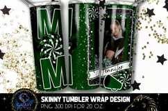 Add Photo Cheer Mom Tumbler Sublimation, Black Green Cheer Product Image 2