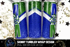 Cheer Mom Tumbler Sublimation, Blue Green White Cheer Mom Product Image 2
