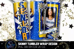 Add Photo Senior Cheer Tumbler Sublimation, Blue Yellow Product Image 2