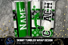 Coach Volleyball Tumbler Sublimation PNG Black Green White Product Image 1