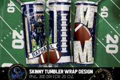 Add Photo Blue Gold Football Mom Tumbler Design, Football Product Image 1