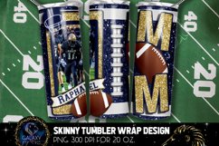 Add Photo Blue Gold Football Mom Tumbler Design, Football Product Image 1