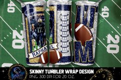 Add Photo Blue Gold Football Mom Tumbler Design, Football Product Image 1