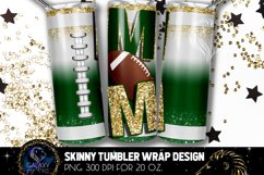 Football Mom Tumbler Sublimation, Green White Gold Football Product Image 1
