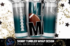 Football Mom Tumbler Sublimation, Teal White Blaack Football Product Image 1