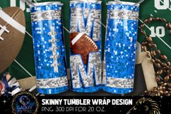 Blue White Sequin Football Mom Tumbler Sublimation Product Image 1