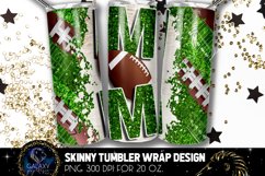 Football Mom Tumbler Sublimation, Green Glitter Football Product Image 1
