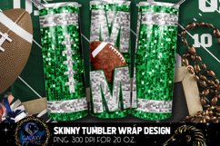 Green White Sequin Football Mom Tumbler Sublimation Design Product Image 1