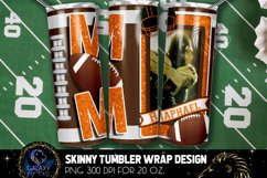 Add Photo Orange White Football Mom Tumbler Design, Football Product Image 2