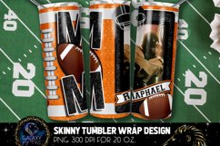 Add Photo Orange Black Football Mom Tumbler Design, Football Product Image 2